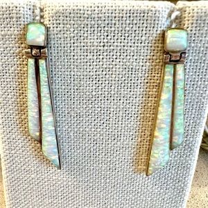 Opals set in Sterling Silver Earrings